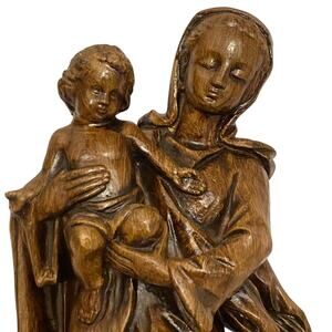 Vintage Virgin Mary holding Baby Jesus Wall Art Hanging Sculpture Heavy Pottery